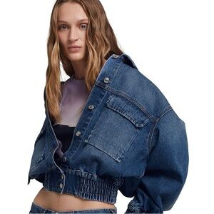 Nine West NEW Denim Bomber Style,Jacket,blazer,SZ Large exaggerated pockets